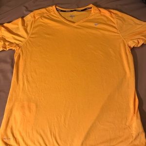 Nike Running V-Neck T-Shirt - Yellow XL